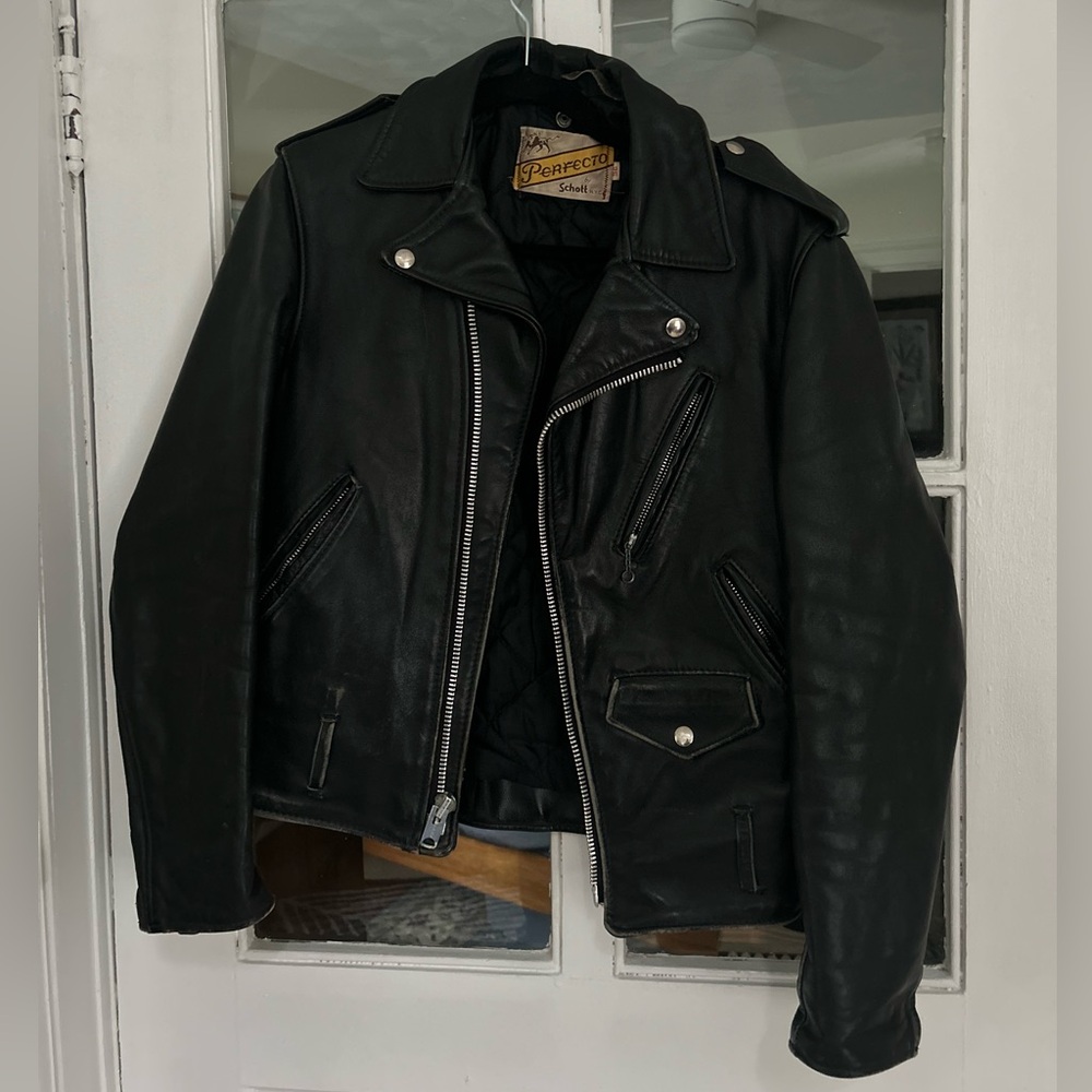 Schott Classic Perfecto 618 Motorcycle Leather Jacket Sz 36 Vintage
